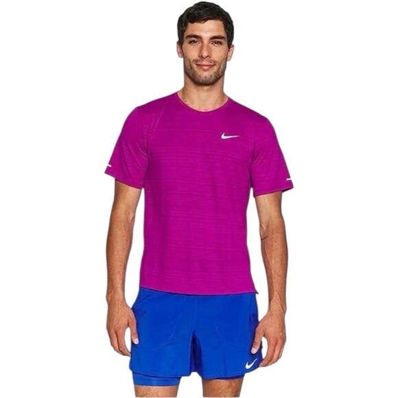 NWT Large Nike Dri-Fit Running Short Sleeve Shirt Purple Magenta - Picture 1 of 6